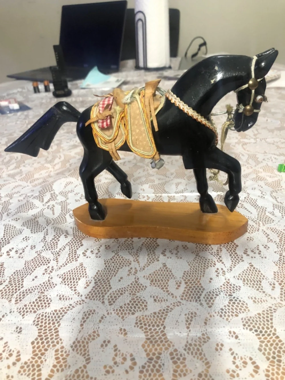 vintage wooden horse figurine, likely a handcrafted - Picture 2 of 13